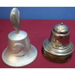 Churchill victory bell and a silver plated parachute regimental inkwell (2)