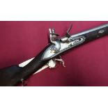 Indian style flintlock Blunderbuss with 21 1/2 inch staged steel barrel, the lock with various