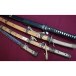 Three graduating decorative Japanese style swords, and another (4)