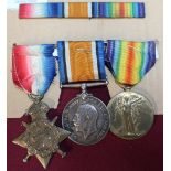 A WWI group of 3 medals awarded to 28029 PTE.e.r.t. Russell south Stafford regt. Variety of 1914