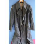 c.WWII Royal Air Force overcoat with shoulder flashes and crowned brass buttons