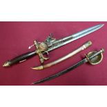Reproduction flintlock combination pistol hunting dagger and a miniature Spanish style sword (2)