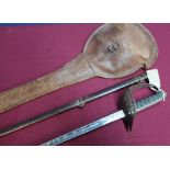 Victorian officers dress sword with 32 1/2 inch straight single fullard blade with engraved