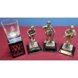 Three silver plated military statuettes of British WWII figures and an Imperial War Museum Churchill