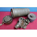 c.WWII German gas mask complete with canister and outer carry case