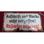 Small rectangular German enamel sign (25cm x 12.5cm)