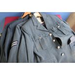 Four Royal Air Force officers and ORs dress jacket with various insignia