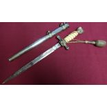 German Kriegsmarine officers dagger, with 9 1/2 inch double fullered blade (pitted), naval