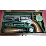 Cased Colt .31 pocket revolver the 3 1/4 inch octagonal barrel engraved address Col.Colt London, the