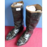 Pair of 19th C black leather military style boots
