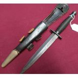 Third pattern Fairbairn Sykes style commando knife, the crosspiece marked Gibberson, Sheffield, with