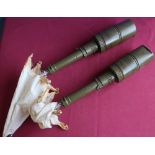 Two inert German parachute stick grenades