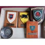 Small selection of regimental plaques, armoured division plaques etc, including a French military