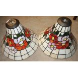 Pair of Tiffany style lead glazed lampshades