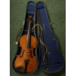 Cased violin with bow with internal label for Lutherie Artistique Jean-Baptiste Colin Annee 1897
