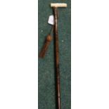Late Victorian ladies bamboo walking cane with carved marine Ivory handle