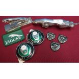 Chrome plated Jaguar car mascot mounted on rectangular base, another large Jaguar car mascot ,