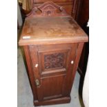 Victorian mahogany bedside cupboard enclosed by single panelled cupboard door