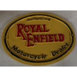 Cast metal oval reproduction Royal Enfield motorcycle sign