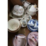 Selection of early 20th C and later decorative part tea and coffee services in one box
