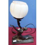 Art Deco style table lamp in the form of a semi naked lady (height 44cm)