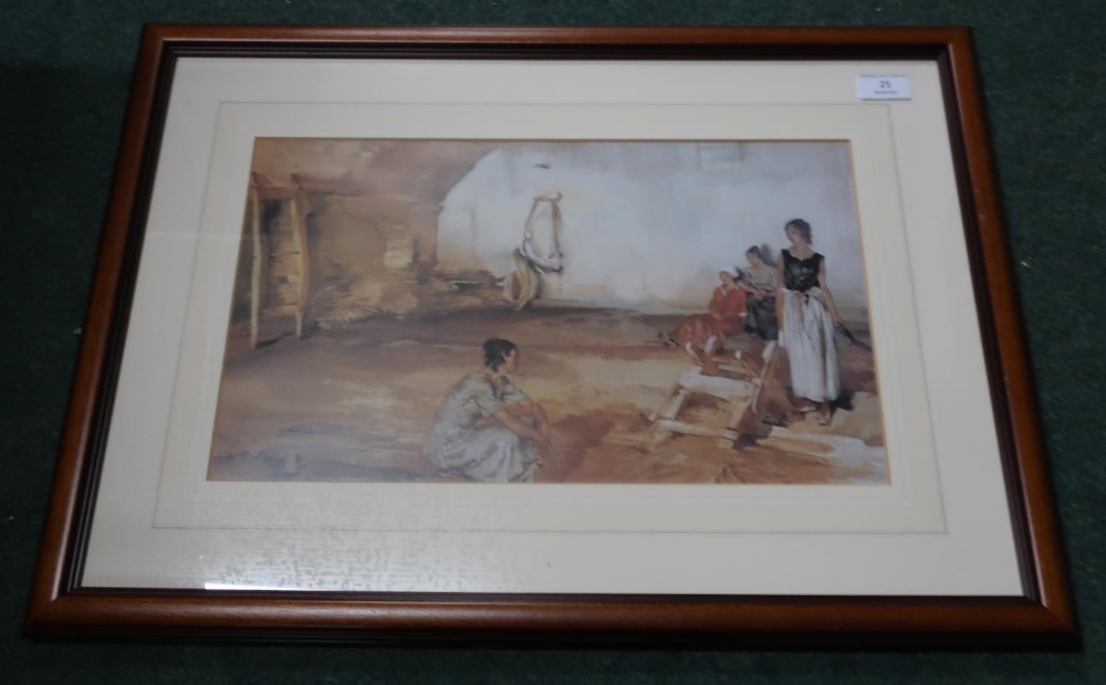 Framed and mounted Russell Flint print with WRF blind stamp (62cm x 45cm including frame)