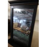 Reproduction ebonised framed menu wall mirror with coat hooks (36.5cm x 60cm)