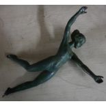 Art Deco pewter style figure of a naked dancing lady (approx 19cm high)