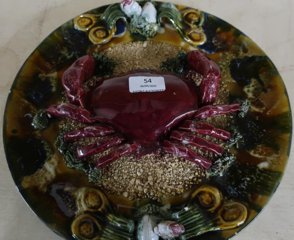 Majolica style crab charger (diameter 32cm)