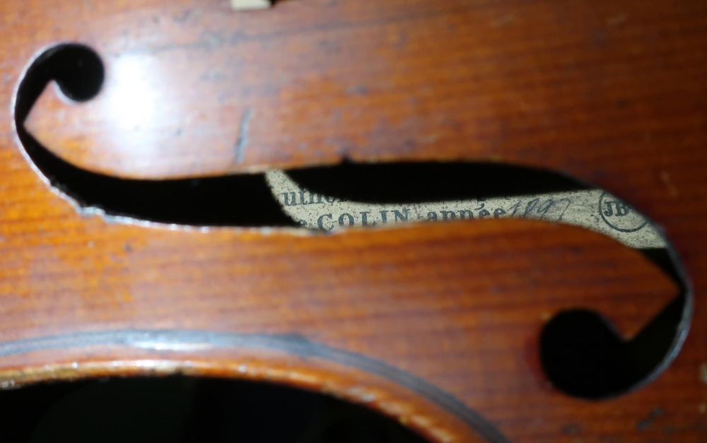 Cased violin with bow with internal label for Lutherie Artistique Jean-Baptiste Colin Annee 1897 - Image 2 of 2