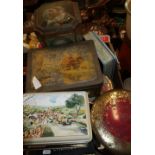 Large selection of various assorted tins, japed metal boxes etc in two boxes