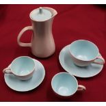 Poole pottery six piece coffee service and four matching tea cups & saucers