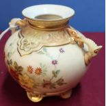 Royal Worcester two handled ivory blush vase RDNO. 60366 no.1176 (chip to handle) (height 9cm)