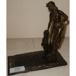 Bergman Art Deco style bronze figure of a naked lady with leopard on Persian style rug (height