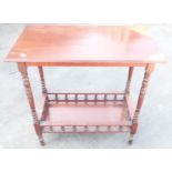 Edwardian mahogany two tier occasional table on turned supports (71cm x 40cm x 70cm)