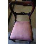 Set of six Victorian mahogany dining chairs with drop-in upholstered seats and turned supports