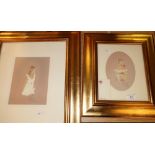 Framed and mounted artist signed Kay Boyce limited edition print, another similar of a lady (2)