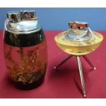 Retro c.1960's Sputnik style table lighter, the body with aquarium type design and another
