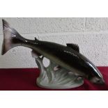Large Royal Dux figure of a salmon (height 30cm, length 40cm)