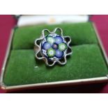 Boxed Caithness silver Millefleur glass ring