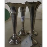 Two pairs of silver hallmarked bud vases (4)
