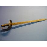 19th C unusual cut down Naval type cutlass with 22 1/2 inch blade stamped Manufactured by the