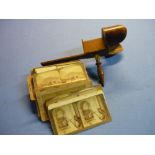 Part Victorian Stereoscopic viewer and a collection of various assorted stereoscopic cards (39)