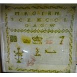 Two framed Victorian samplers by sisters Mary and Harriett Gribben of Glasgow (41cm x 33cm including