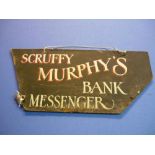 Painted double sided bicycle advertising board for Scruffy Murphy's Bank Messenger (approx 47cm x