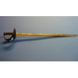 19th C Naval cutlass with 20 inch 1/4 straight blade with blunted end, stamped with crowned 53 and