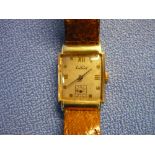 Kelbert square faced 14ct gold cased wristwatch, the inside case marked Lapwell 14K 744605