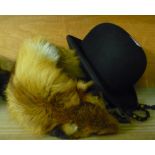 Bowler Hat by Lock & Co, St James' Street London, and a fox stole