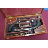 Pair of 16 bore percussion officers belt/dueling pistols by Hollis & Sheath of Birmingham (circa