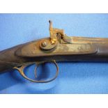 19th C percussion cap target rifle with 24 inch octagonal barrel with fixed foresights and folding